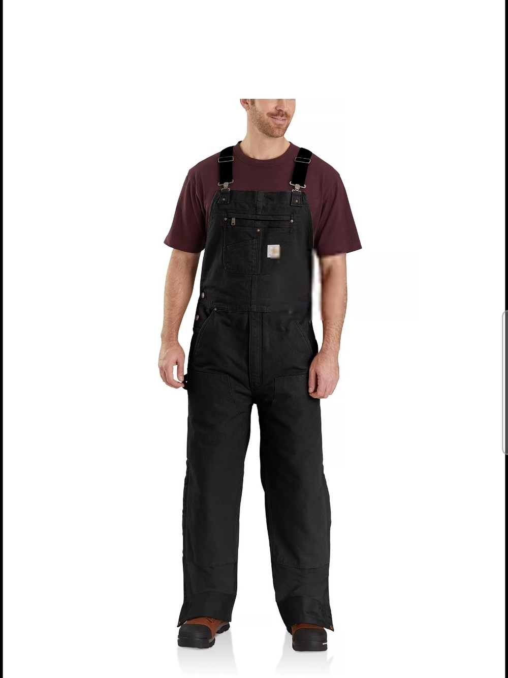 Carhartt R41-BLK Black Quilt-Lined Zip-to-Thigh Bib Overalls Men’s 32 X 34